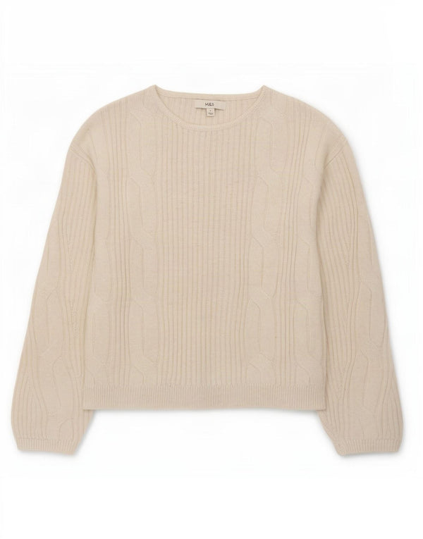 Marks & Spencer Damski sweter z dekoltem w łódkę, UK 10, mały, w kolorze złamanej bieli