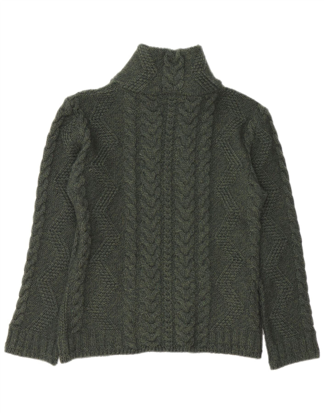 BOSTON IRISH Damski sweter kardigan UK 10 Small Green Merino Wełna