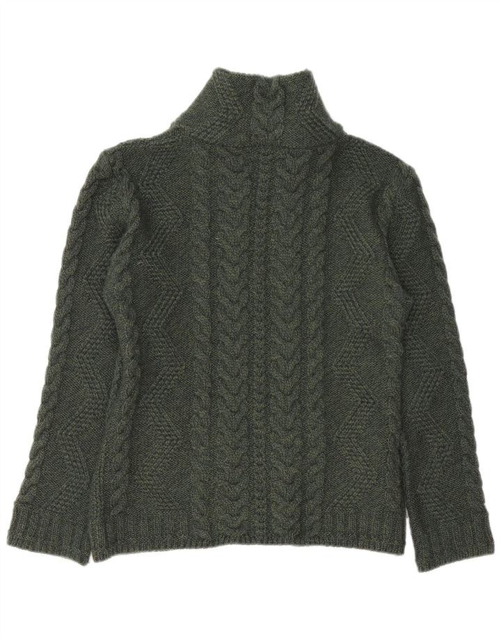 BOSTON IRISH Damski sweter kardigan UK 10 Small Green Merino Wełna