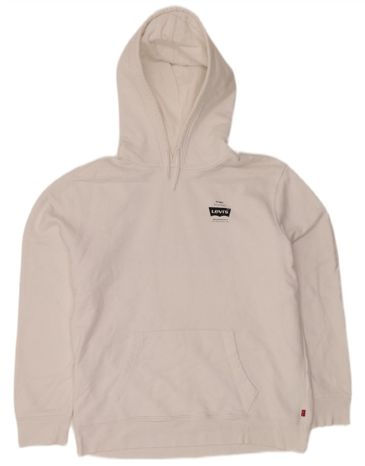 Męski sweter z kapturem i grafiką LEVI'S, duży, biały, bawełniany