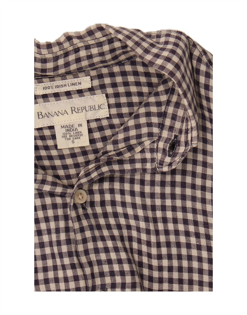 BANANA REPUBLIC Mens Shirt Small Grey Gingham Linen Vintage Banana Republic and Second-Hand Banana Republic from Messina Hembry 