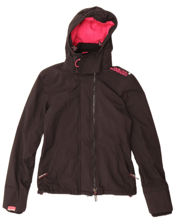 Damska wiatrówka z kapturem Superdry UK 10, mała czarna