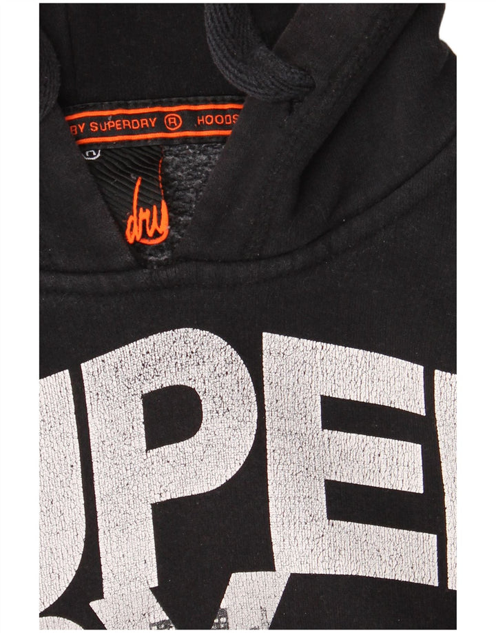 Męski sweter z kapturem Superdry z grafiką, średniej wielkości, czarny, bawełniany