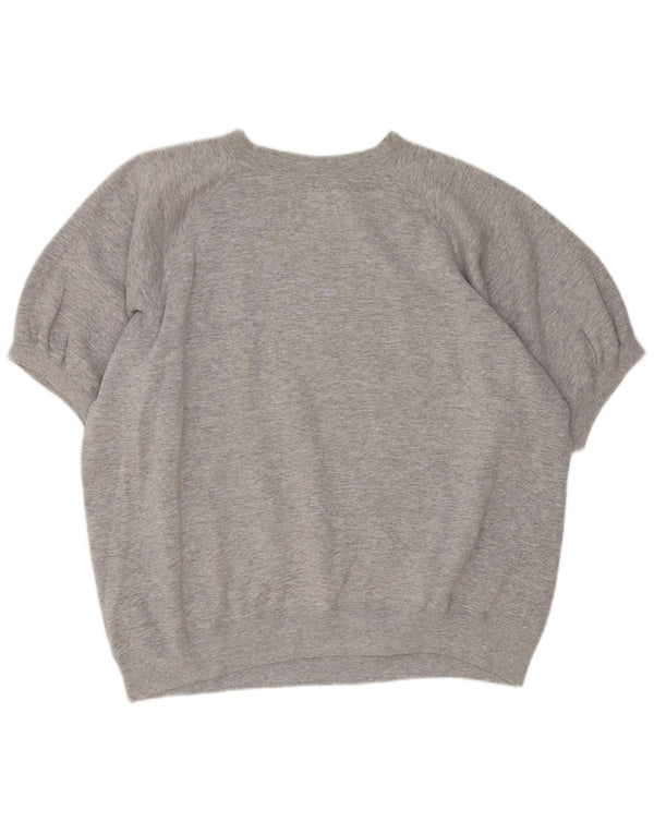 Męska bluza z grafiką Champion z krótkim rękawem XL, szara, nakrapiana bawełna