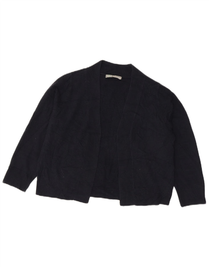 Marks & Spencer Damski sweter rozpinany z rękawem 3/4, UK 14, średni granatowy