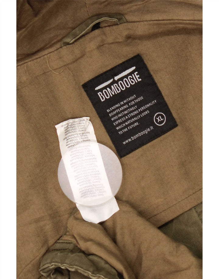 Męska kurtka parka z kapturem Bomboogie UK 42 XL, bawełna khaki