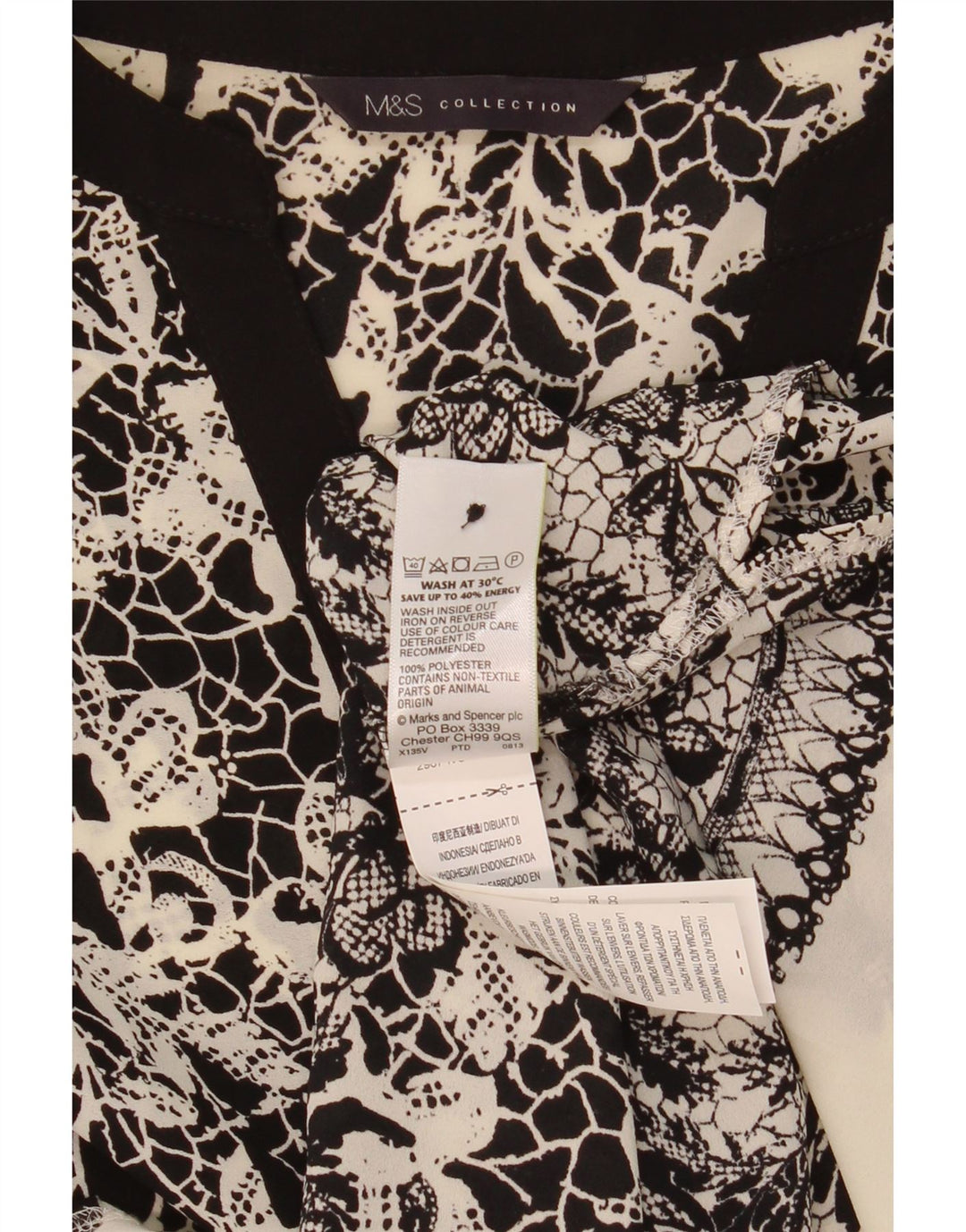 Damska bluzka koszulowa Marks & Spencer UK 20 2XL Czarny kwiatowy poliester