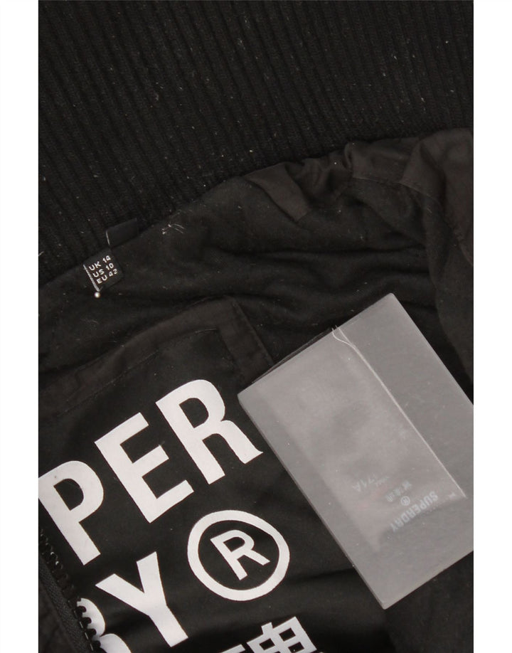 Damska kurtka wiatrówka z kapturem Superdry UK 14, duża, czarna, poliester