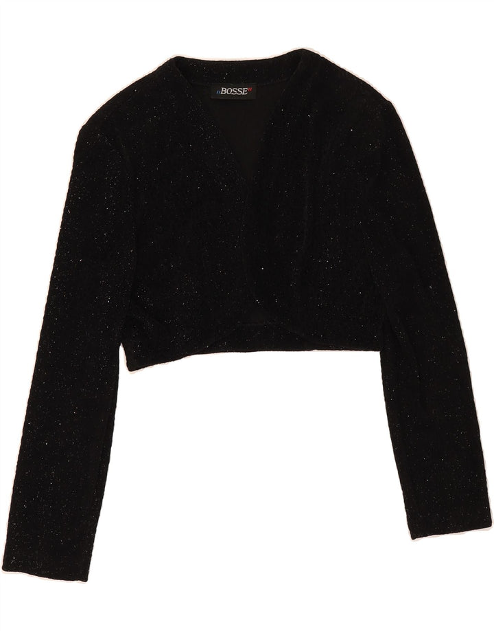 VINTAGE Womens Bolero Top UK 14 Medium Black Flecked Polyester Vintage Vintage and Second-Hand Vintage from Messina Hembry 