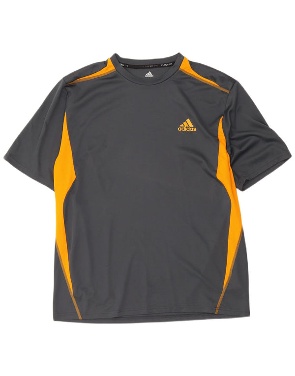 Adidas Męska koszulka Climalite Top XL Szary poliester z blokami kolorów