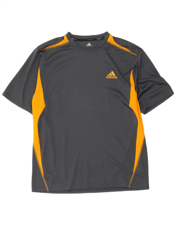 Adidas Męska koszulka Climalite Top XL Szary poliester z blokami kolorów