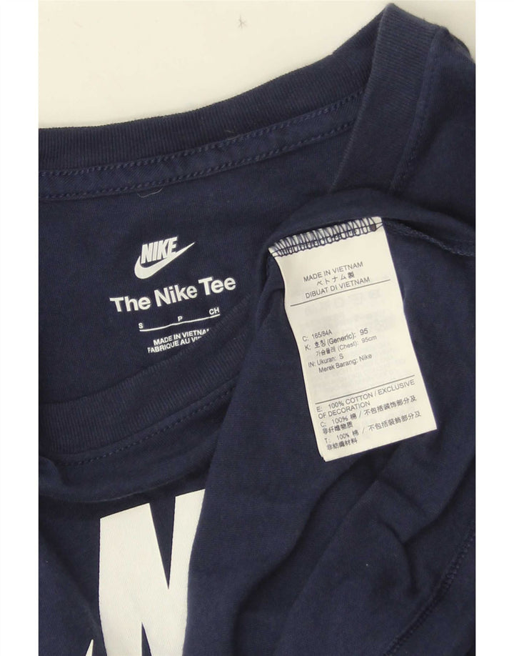 Męski T-shirt z grafiką Nike, mały, granatowy, bawełniany