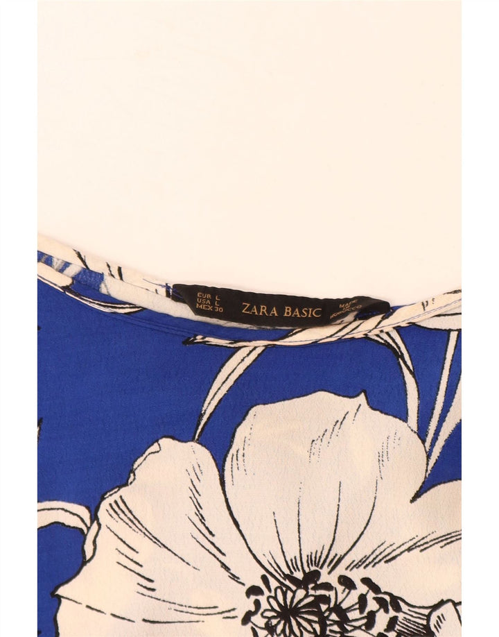 Damska bluzka oversize ZARA UK 16, duże, niebieskie kwiaty