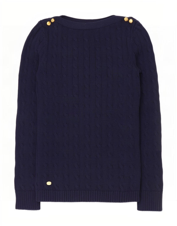 Damski sweter z dekoltem w łódkę Ralph Lauren UK 12 Średni granatowy, bawełniany