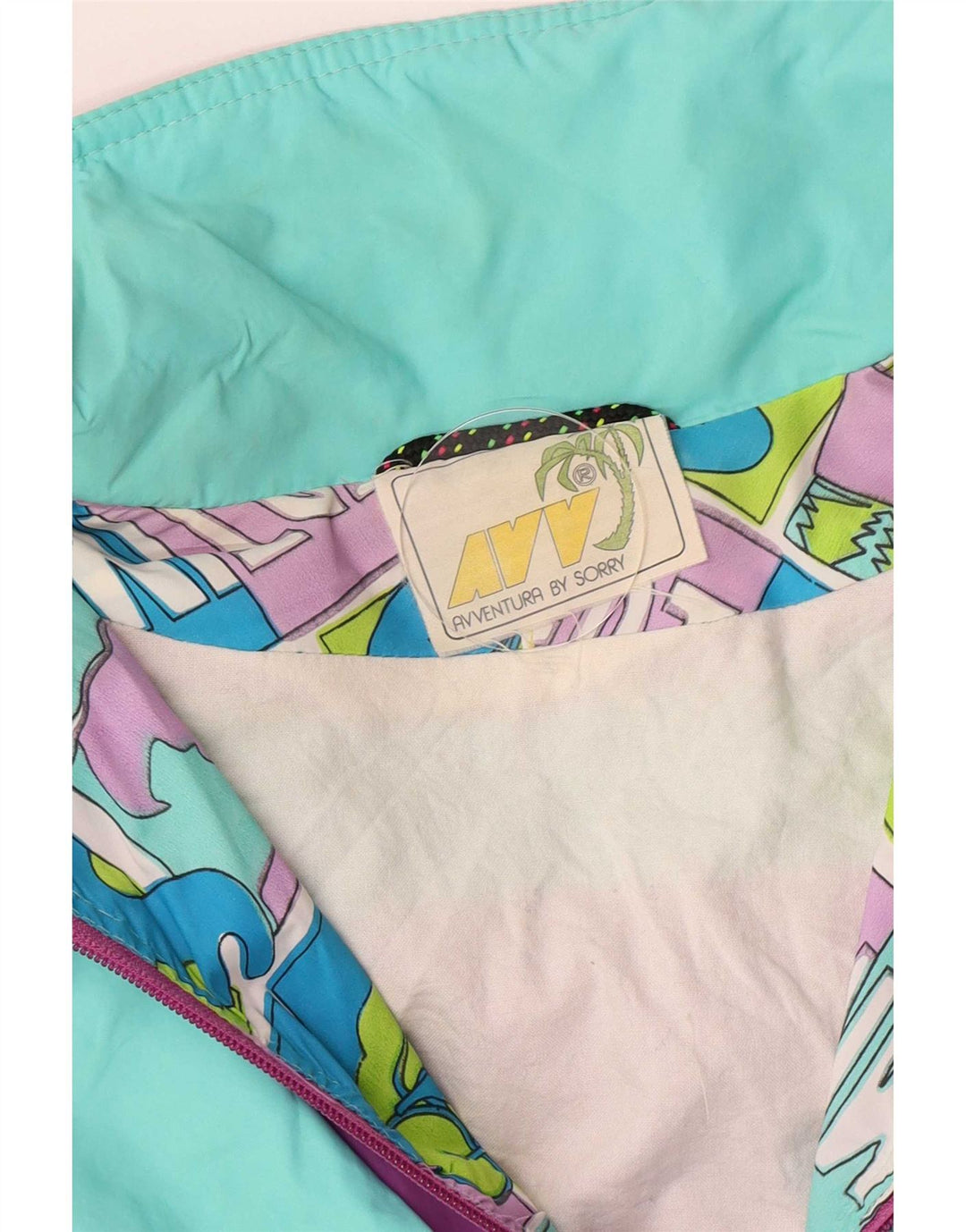 Przepraszamy, damska graficzna kurtka Anorak IT 46, duża, wielobarwna, retro