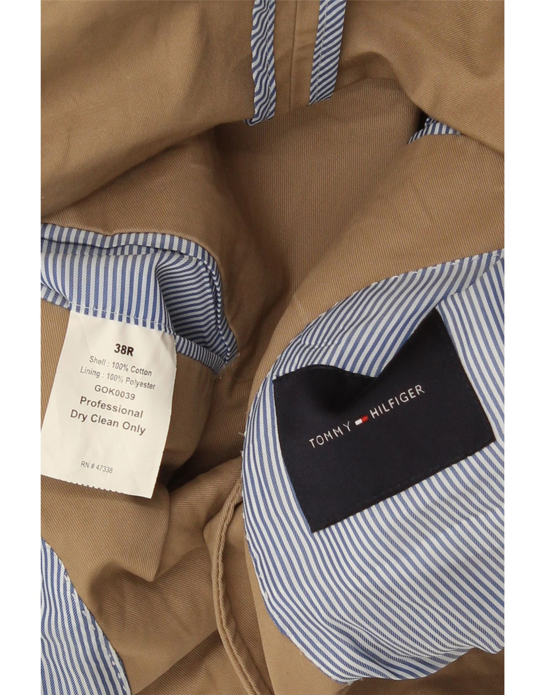 Męska marynarka zapinana na 2 guziki Tommy Hilfiger UK 38 Średnia beżowa bawełna