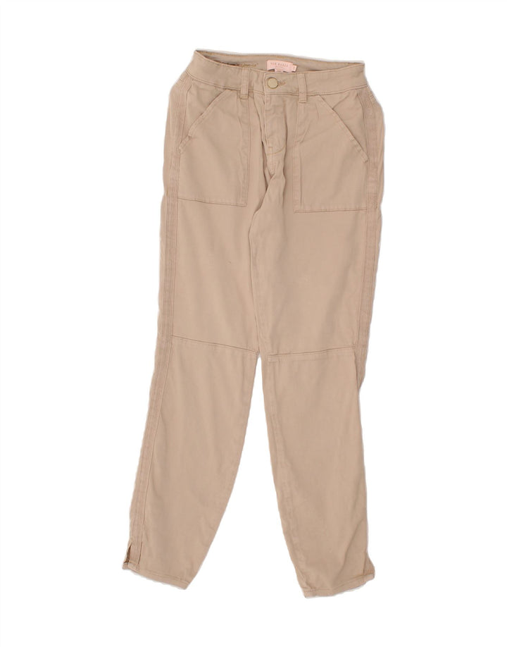 TED BAKER Womens Slim Casual Trousers W26 L28 Beige Cotton Vintage Ted Baker and Second-Hand Ted Baker from Messina Hembry 