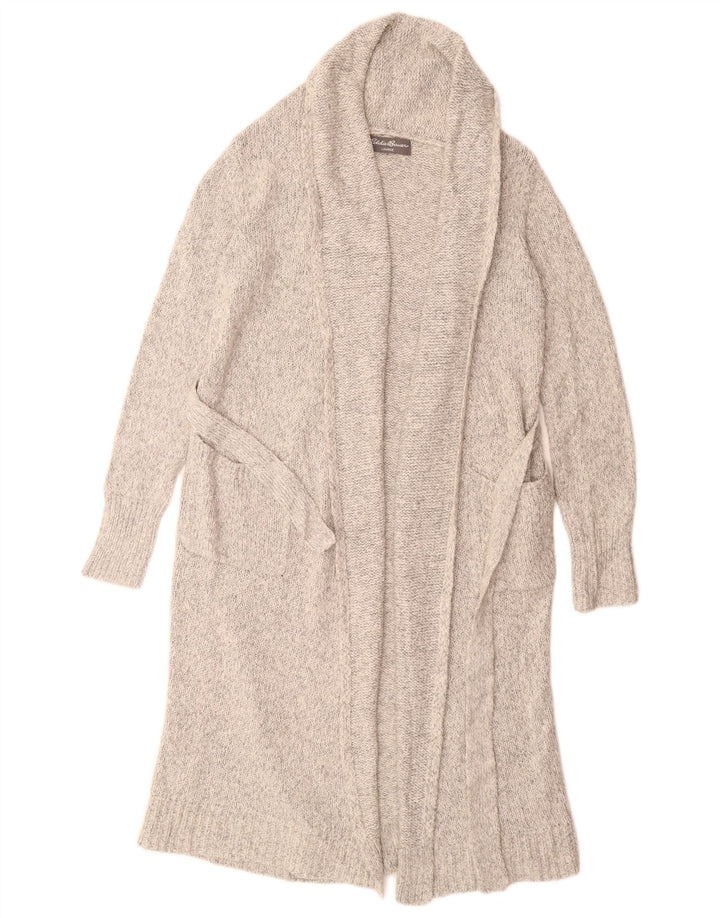 EDDIE BAUER Womens Longline Cardigan Sweater UK 12 Medium Grey Flecked