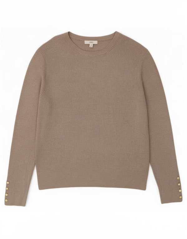 Marks & Spencer Damski sweter z dekoltem w łódkę UK 20 2XL Brązowy Wiskoza