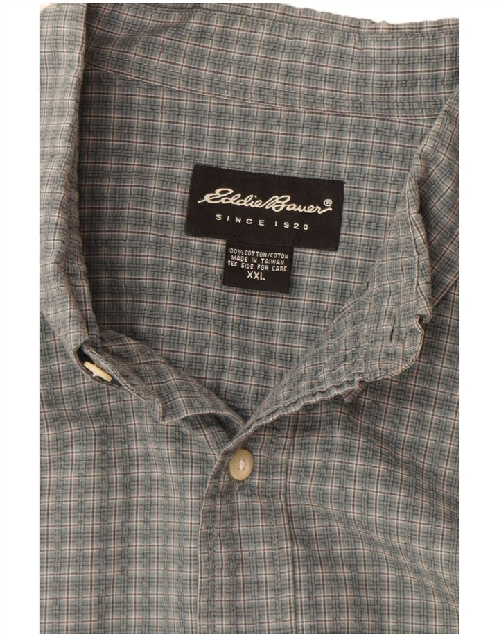 Koszula męska z krótkim rękawem Eddie Bauer 2XL, szara bawełniana kratka