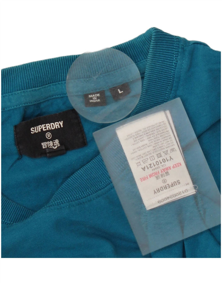 Damski T-shirt Superdry, duży, niebieski, bawełniany