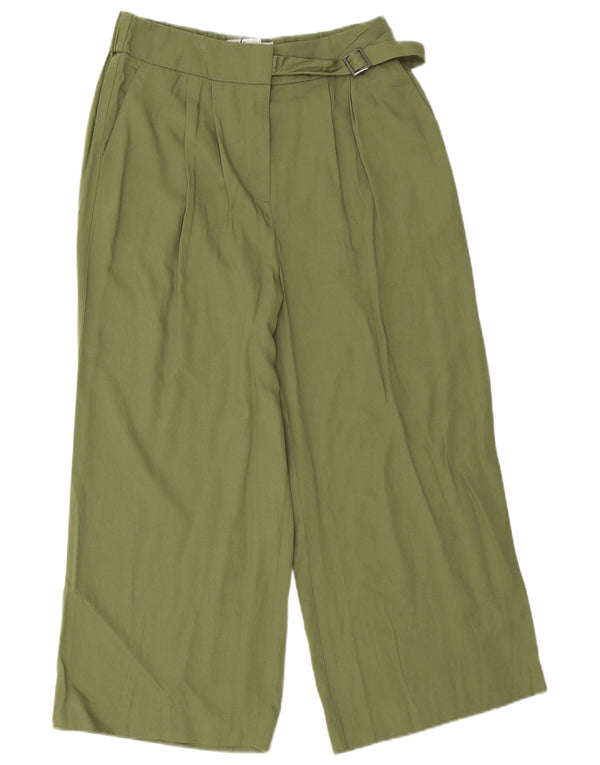 Damskie spodnie capri z wysokim stanem i szerokimi nogawkami Oasis UK 12 Medium W28 L22 Zielone