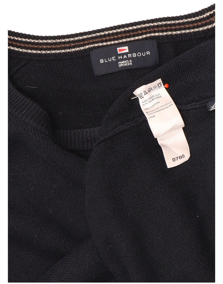 Marks & Spencer Męski sweter z dekoltem w łódkę z autografem, średni granatowy