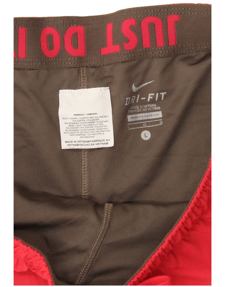 Damskie spodenki sportowe NIKE Dri Fit UK 16, duże, czerwone, poliestrowe
