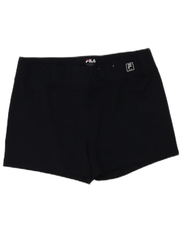 FILA Womens Sport Shorts UK 14 Large  Navy Blue Polyester