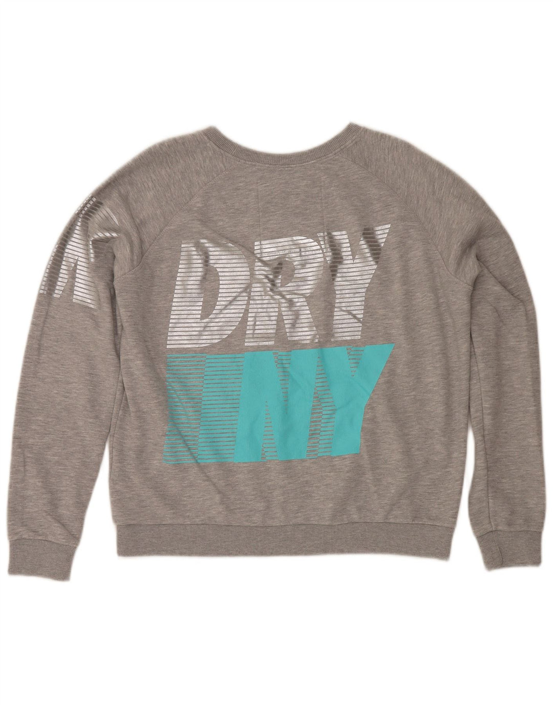 Damski sweter z grafiką Superdry UK 16, duży, szary, nakrapiany