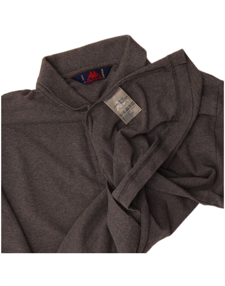 KAPPA Mens Long Sleeve Polo Shirt Large Grey Cotton