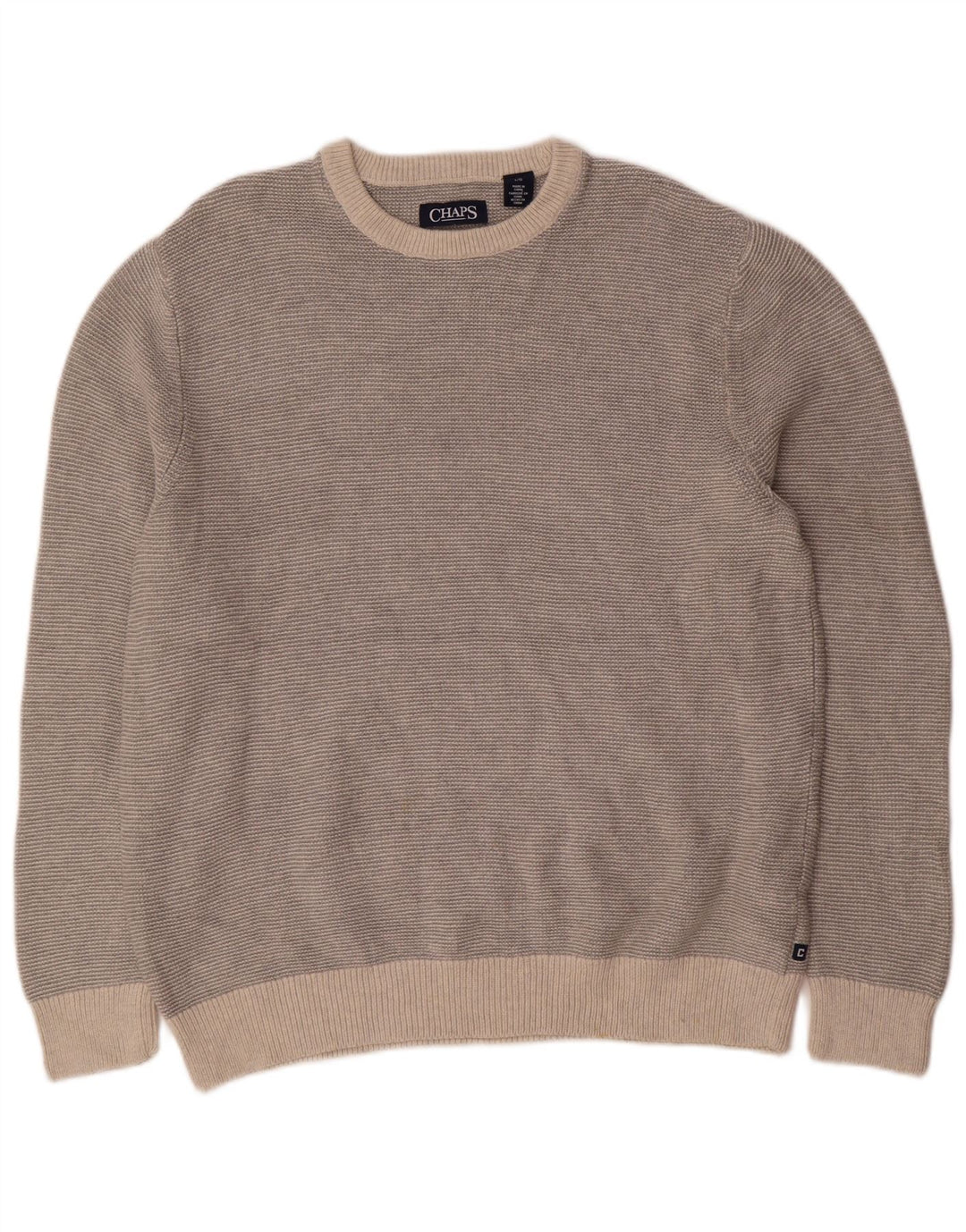 Męski sweter z wycięciem pod szyją Chaps, duży, szary, bawełniany