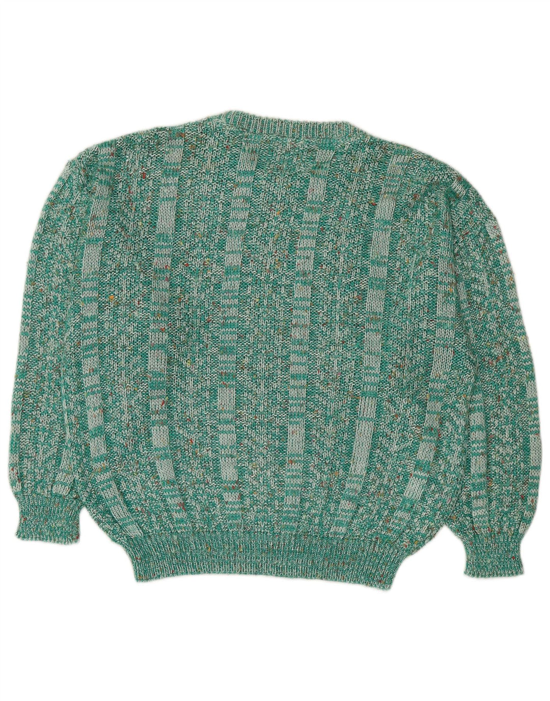 Sweter damski w stylu vintage z dekoltem w łódkę UK 14 Średni zielony nakrapiany