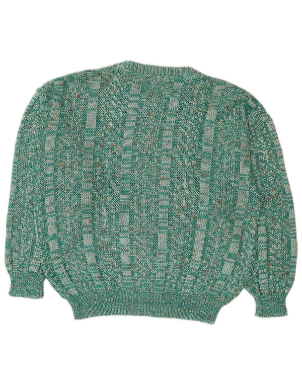 Sweter damski w stylu vintage z dekoltem w łódkę UK 14 Średni zielony nakrapiany