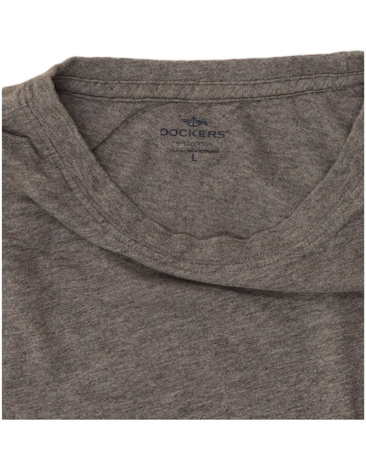 DOCKERS Męski T-shirt Top Duży Szary Bawełniany