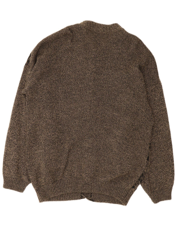 Vintage męski sweter rozpinany, duży, szary Fair Isle
