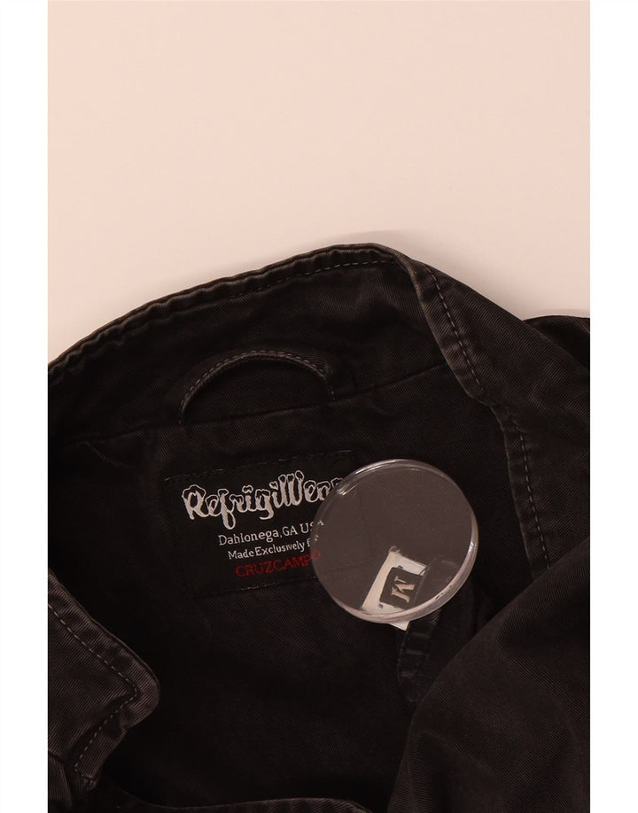 REFRIGIWEAR Womens Military Jacket UK 14 Medium Black Cotton