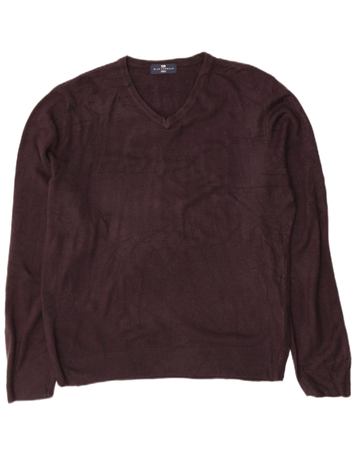 Męski sweter Marks & Spencer Blue Harbor z dekoltem w kształcie litery V, duży, granatowy