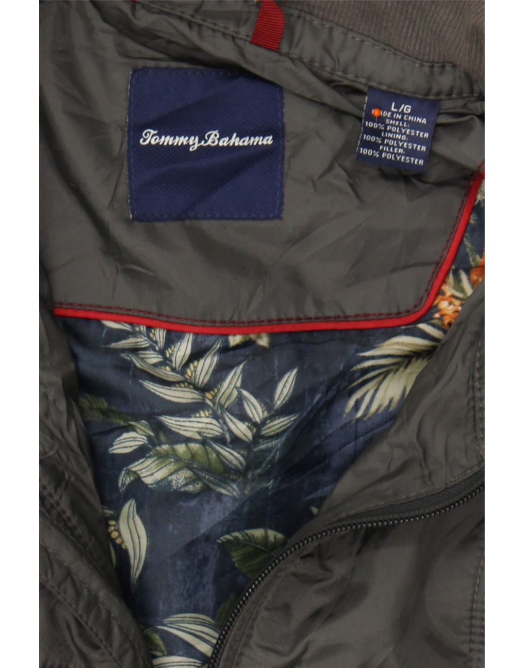 TOMMY BAHAMA Mens Padded Jacket UK 40 Large Grey Polyester Vintage Tommy Bahama and Second-Hand Tommy Bahama from Messina Hembry 