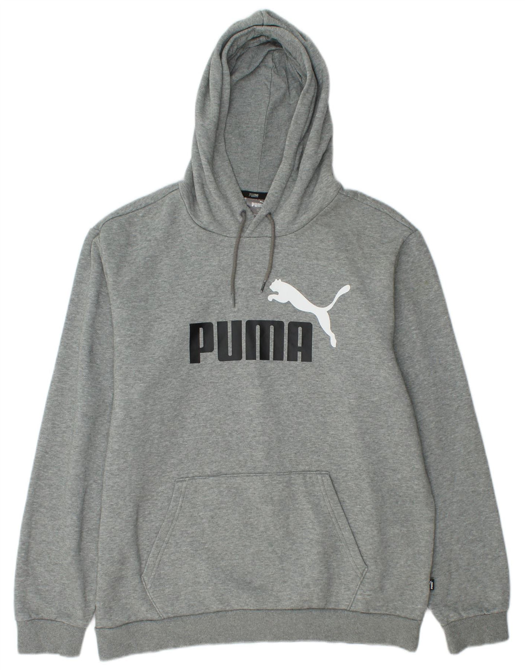 PUMA Mens Graphic Hoodie Jumper Large Grey Cotton