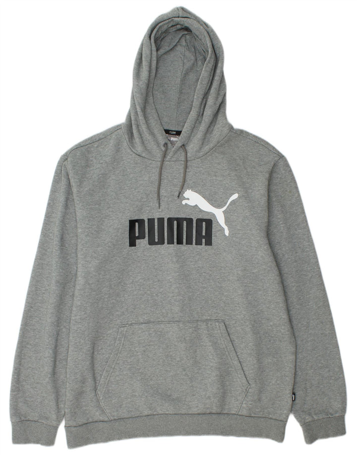 PUMA Mens Graphic Hoodie Jumper Large Grey Cotton