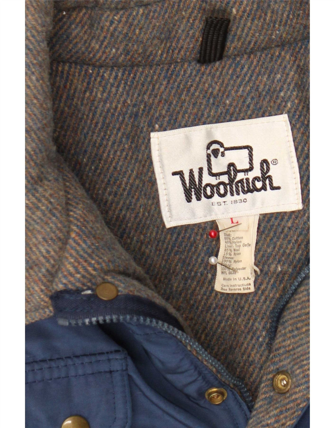 Męska kurtka bomber Woolrich UK 40, duża, granatowa, bawełniana
