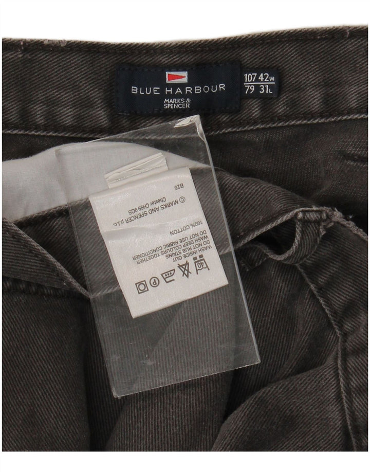 Marks & Spencer Męskie niebieskie dżinsy Harbour Straight W42 L31 Szara bawełna