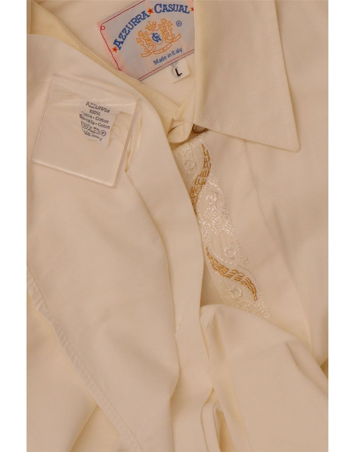 Koszula męska AZZURRA, duża, bawełniana w kolorze złamanej bieli