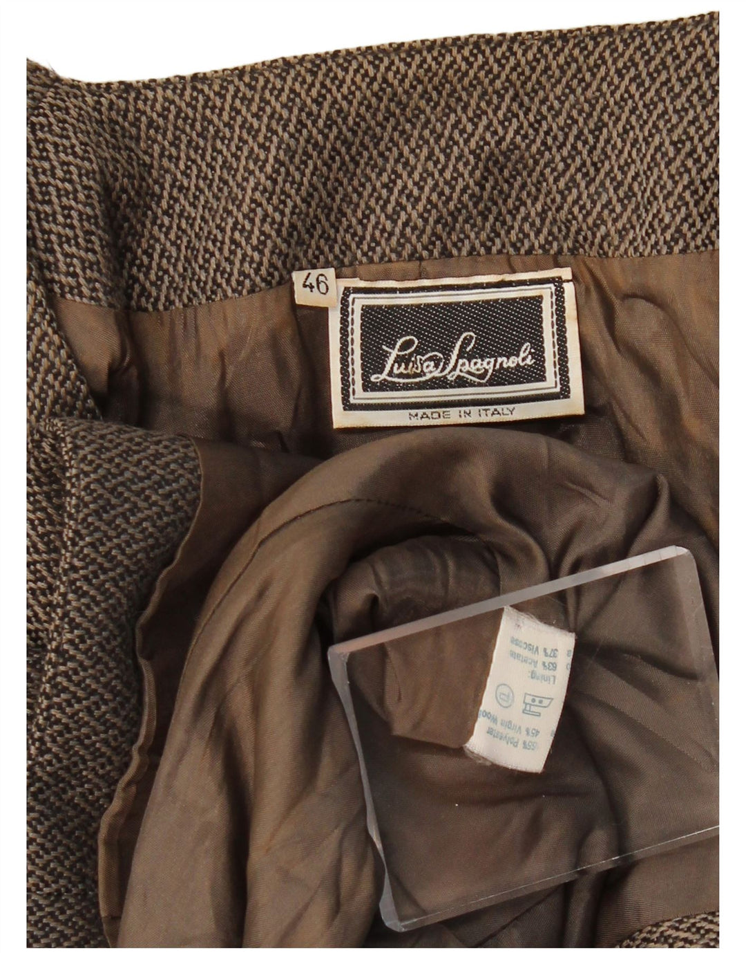 LUISA SPAGNOLI Damska marynarka zapinana na 1 guzik IT 46, duża, brązowa, geometryczna