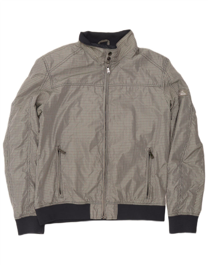 Męska kurtka bomber Yes Zee UK 42 XL, szary poliester w kratkę