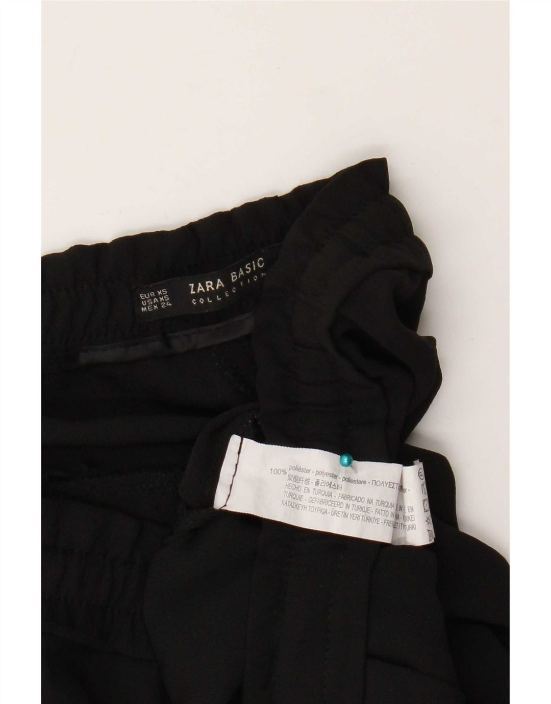 Damskie, przycięte spodnie Zara XS W24 L23 Czarny poliester