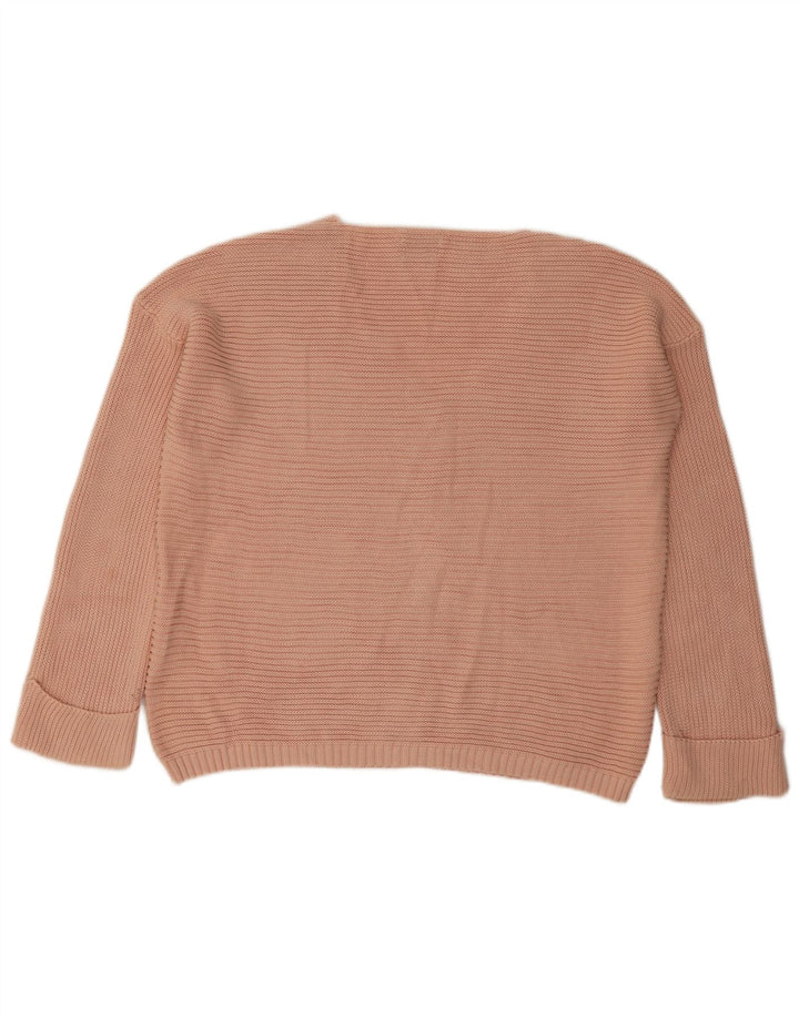 Sweter damski Massimo Dutti z dekoltem w kształcie litery V, UK 16, duży, różowy