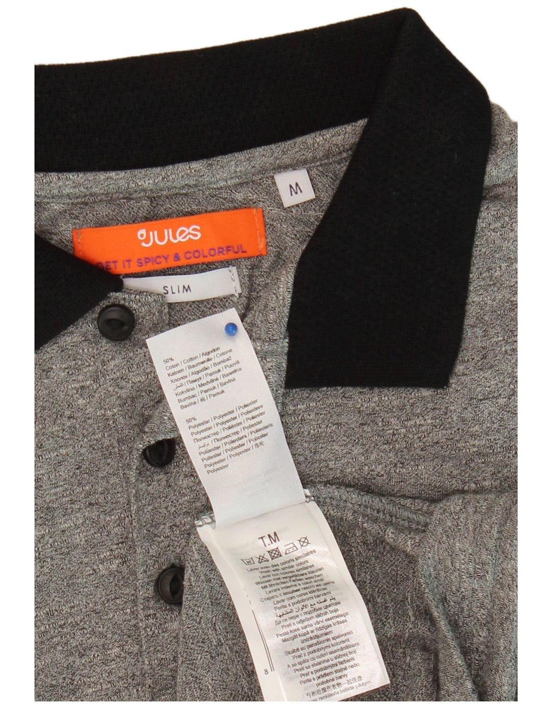 Męska koszulka polo do rugby JULES slim fit, średnioszara, bawełniana