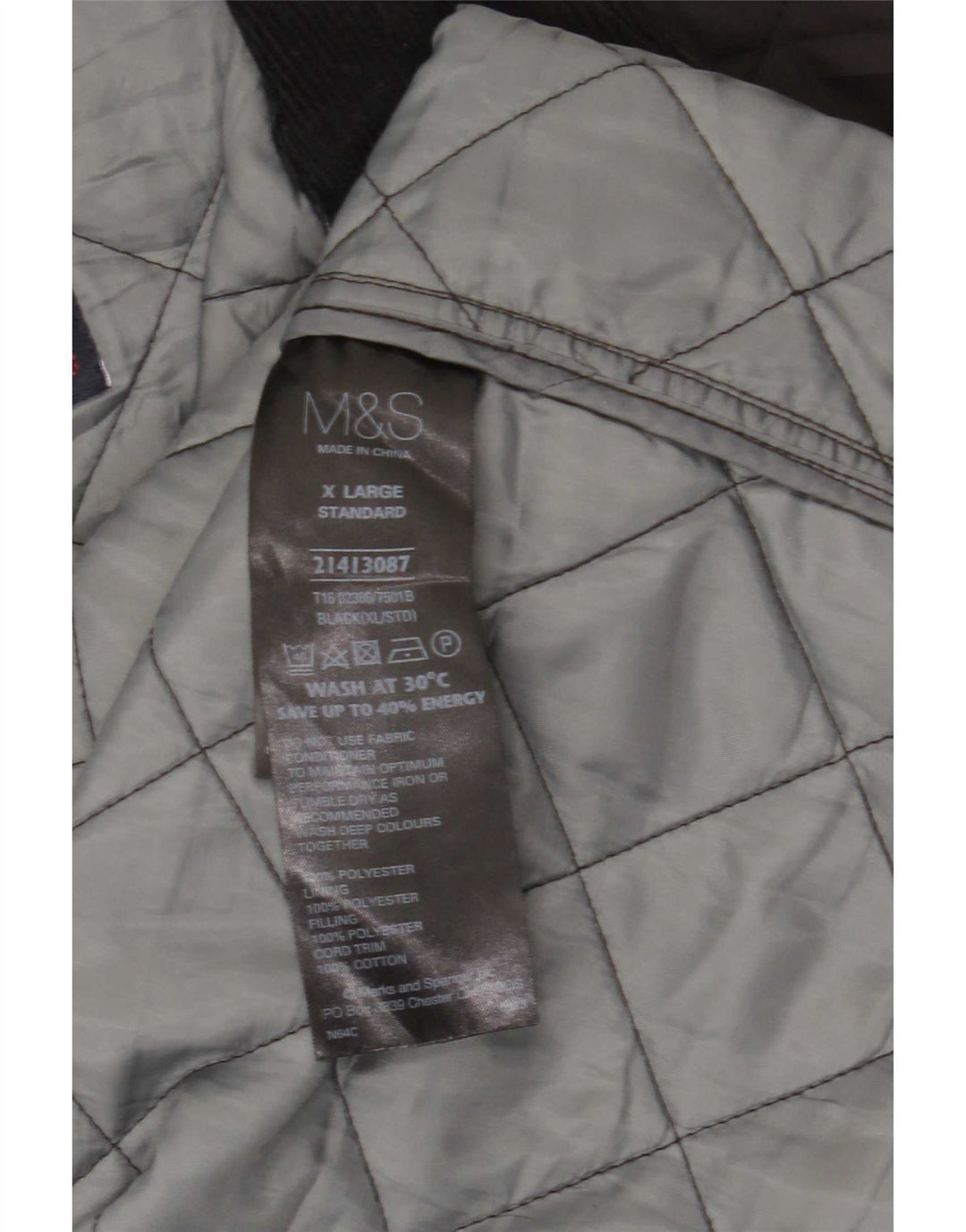 Marks & Spencer Męska pikowana kurtka UK 42 XL, czarna, poliester